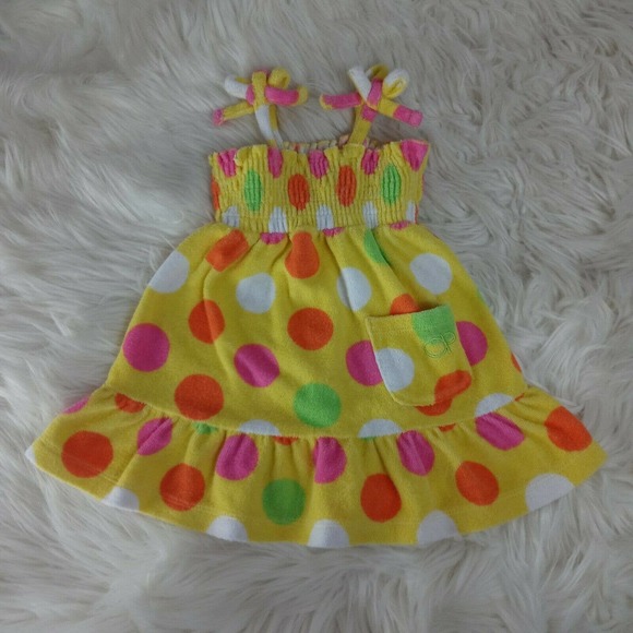 3/25$ OP Terri Cloth Polka Dot Smocked Baby Dress - Picture 2 of 6